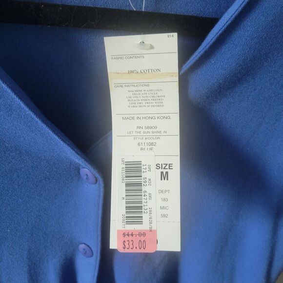 Embroidered Flower box garden Bechamel Grandma shirt button up Blue size M Royal - Picture 4 of 11